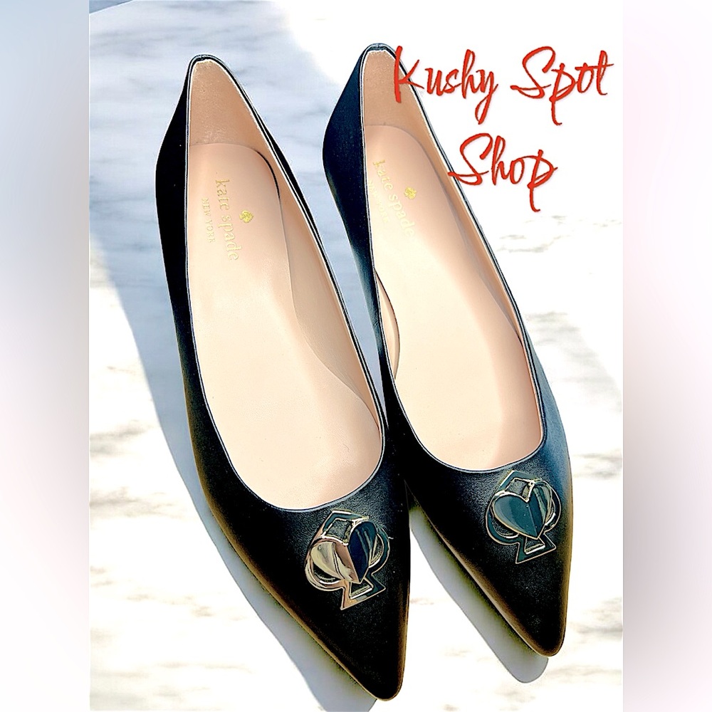 ♠️☘️ Kate Spade NY ♠️☘️ LENORA Black Women's Flats Sz 8.5W NWOB